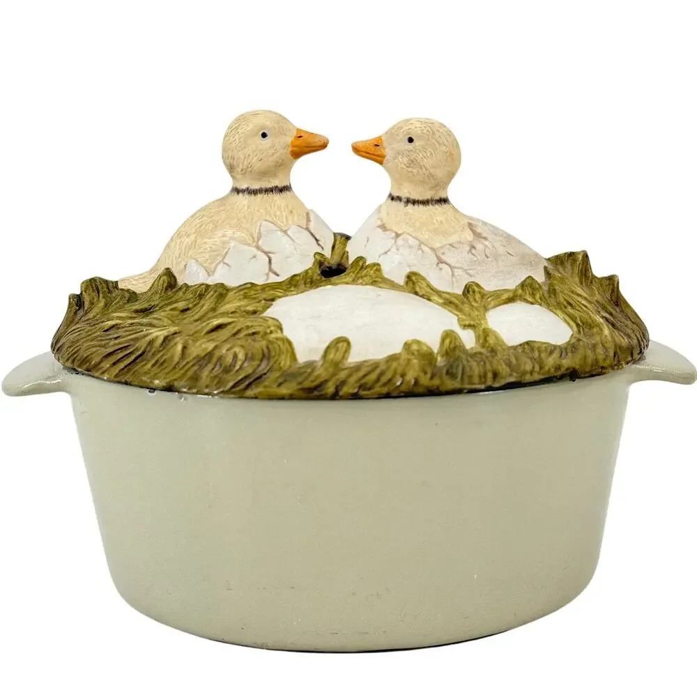 Vtg Minutman 1986 Nesting Ducks Cast Iron Wood Stove Steamer Humidifier 2.5 Qt